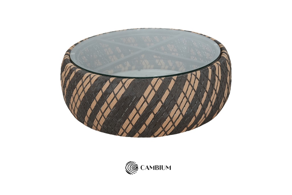 Coffee table (low model, clear tempered glass top)